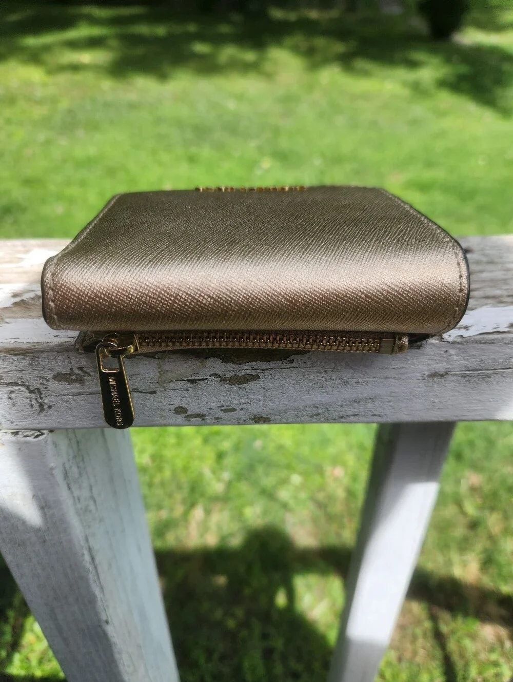 Michael Kor Gold Metallic Bifold Wallet